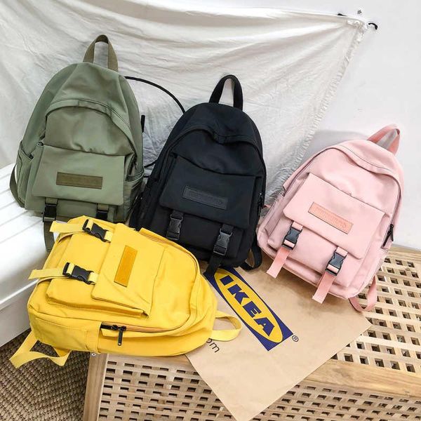 

backpack trend female casual classic fashion bag solid shoulder school for teen