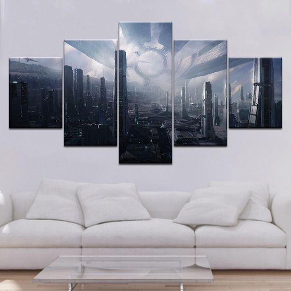 

paintings citadel mass effect 5 piece wallpapers modern modular poster art canvas painting for living room home decor