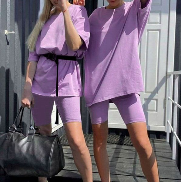 

propcm summer tracksuits casual solid women's two piece suits with belt home fashion bicycle sets sports shorts tracksuit suit spring, Gray