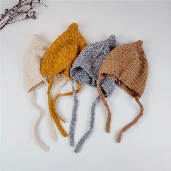 

beanies kid hat winter cap for boys girls kids solid print hats child cute knitting wool children caps knit fashion 8 colors 3-8 years