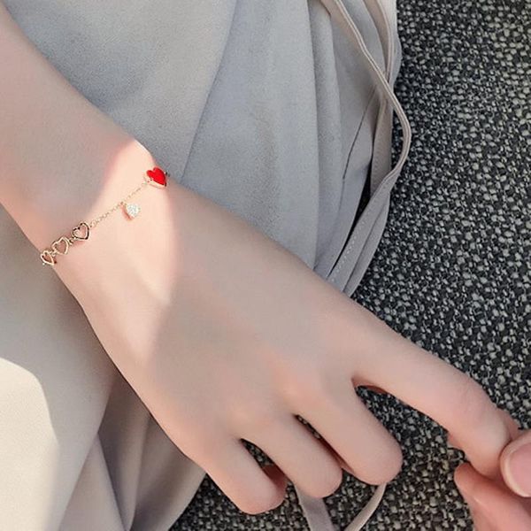 

charm bracelets women red heart bracelet femlae 2021 simple design fashion jewerly gift female trendy accessories m3011, Golden;silver