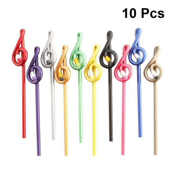 

pencil bags 10pcs high notes shaped pencils black lead penci stationary with eraser for kids students birthday gift party favor school suppl