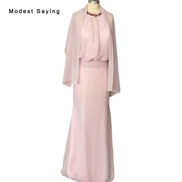 

party dresses elegant dusty rose mermaid high neck crystal beaded evening 2021 with shawls formal womn mother prom gowns be143, White;black