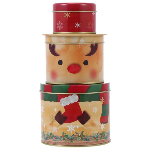 

gift wrap 1pc christmas tinplate jar candy box three layers
