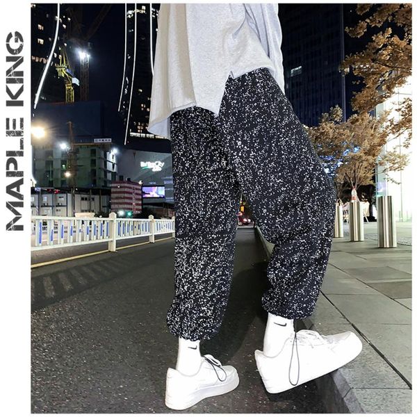

men's pants night star sky luminous sweatpants men women streetwear hip hop loose jogger casual brand japan harajuku harem trousers, Black