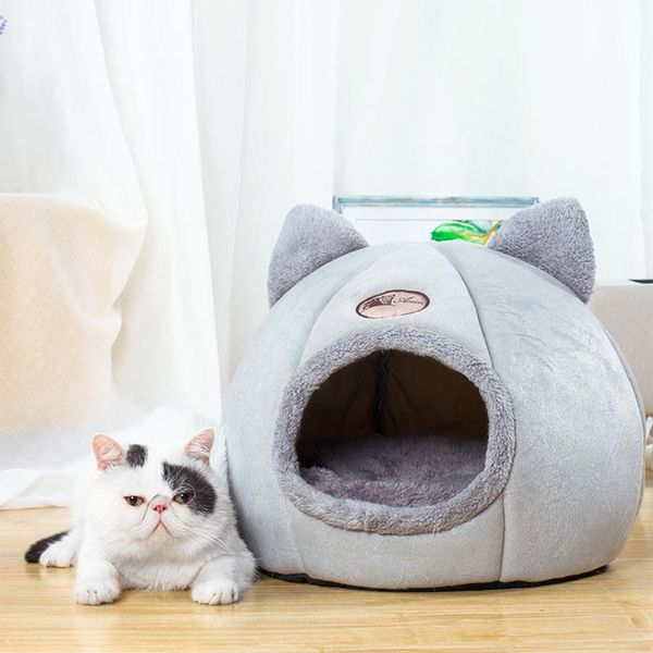 

removable cat bed house soft plush kennel puppy cushion small dogs cats nest winter warm sleeping pet dog mat supplies beds & furniture
