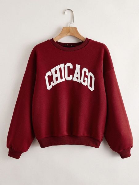 

drop shoulder letter graphic pullover l0v2#, White;black