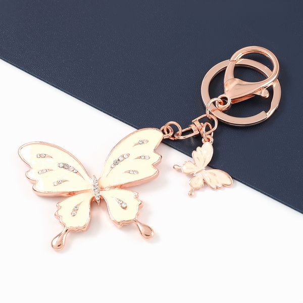 

rhinestone butterfly key chains bag holder crystal animal keyrings for women jewelry bag pendant for car keychains, Slivery;golden