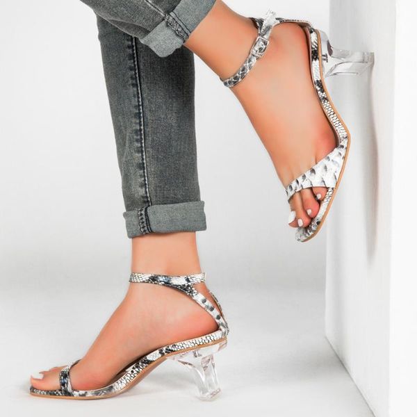 

dress shoes women sandals snake print summer toe open thick heel ladies high slippers fashion female, Black