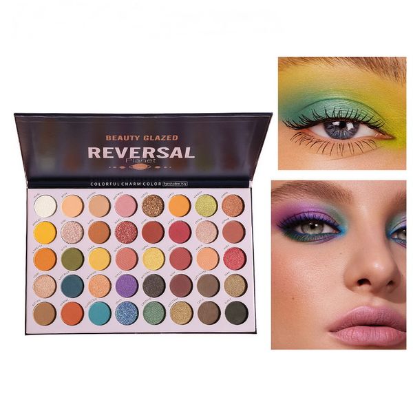 

40 Color Eyeshadow Palette Beauty Glazed Reverse Planet Luminous Matte Brighten Easy to Wear Metallic Makeup Eye Shadow Pallets, Mixed color