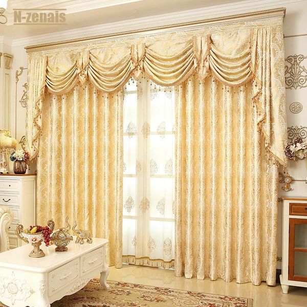 

curtain & drapes european gold wire jacquard style for living room and bedroom translucidus (shading rate 41%-85%)