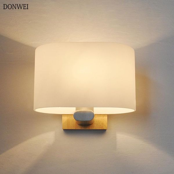 

wall lamps nordic wooden e27 lamp frosted glass lampshade bedroom bedside restaurant aisle sconce indoor lighting fixtures