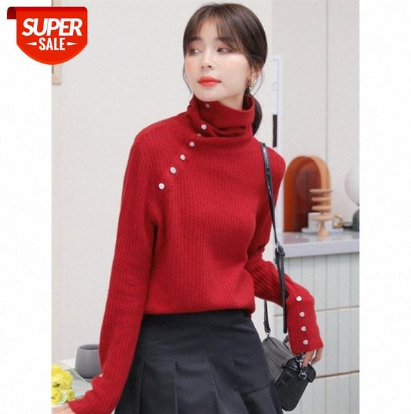 

pile of collar primer stitch women's knit sweater slim korean style broken hole natal loose red not #ut2f, Black;gray