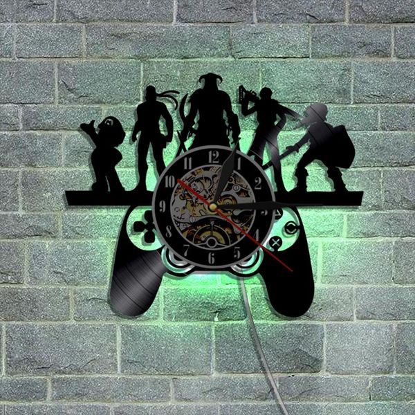 

wall clocks 1piece gaming style clock modern cd record with led backlight creative handmade art gift for gamer