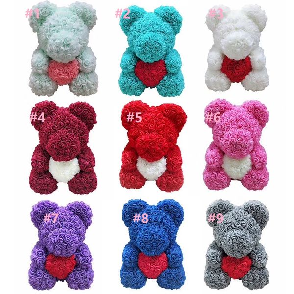

40cm bear of roses with heart artificial flowers home wedding festival diy wedding decoration wreath crafts by air11
