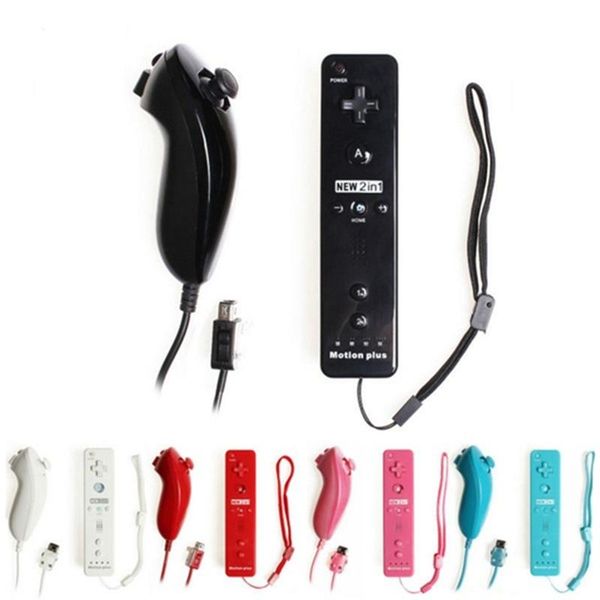 

game controllers & joysticks 2pcs/set 2 in 1 wireless remote built-in motion plus nunchuck for gamepad joystick accessories