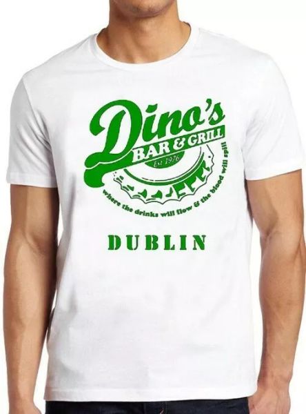 

dino's bar and grill dublin gift vintage cool tee t shirt 4034, White;black