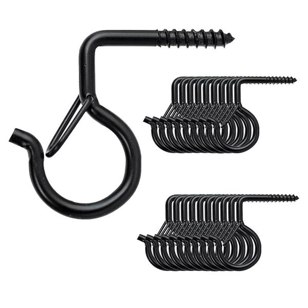 

hooks & rails 20 pack outdoor string light hanger with safety buckle,for bird feeders wind chimes plants lanterns clips