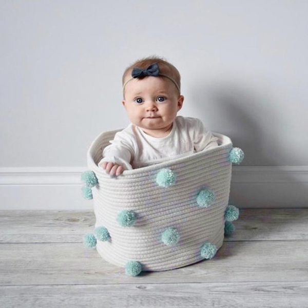 

storage baskets color wool ball cotton rope woven children's toys bucket home pography decoration