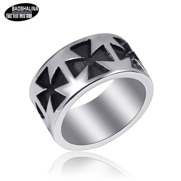 

fashion creative jewelry cross simple men's stainless titanium steel ring, Black