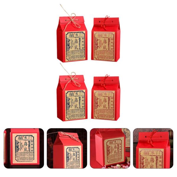 

gift wrap 4pcs vintage candy bags wedding wrapping pouch paper bag (red blue)