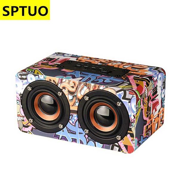 

graffiti style wooden speaker bluetooth wireless loudspeaker fm radio handssupport tf card subwoofer home decor portable speakers