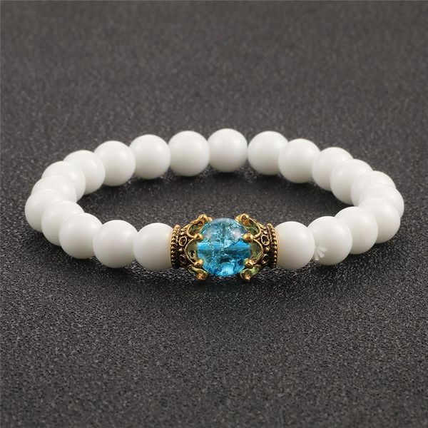 

beaded, strands white porcelain women's beaded bracelet 8mm multi-color crystal natural stone stretch bracelets&bangles elastic prayer, Black