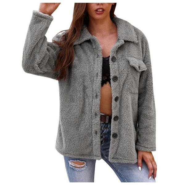 

women's wool & blends winter coat with buttons pure color casual warm outwear jacket women parkas fashion #8, Black