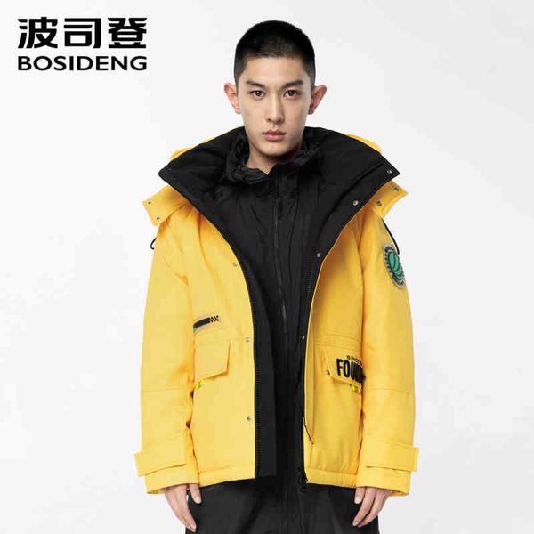 

bosideng down et men winter coat 90% duck down outwear safari style waterproof fashion outdoor hooded b00143311ds, Black;white