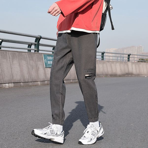 

slacks casual leggings men's sports pants trend youth student, Black