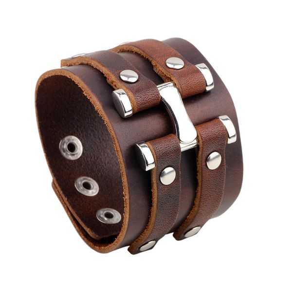

new bracelet fashion punk leather men's bracelet jewelry, Golden;silver