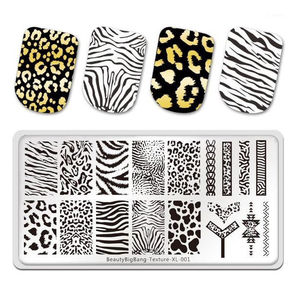 

beautybigbang stamping plates tiger zebra leopard print animal image stainless steel stencil nail art template texture xl-0011, White
