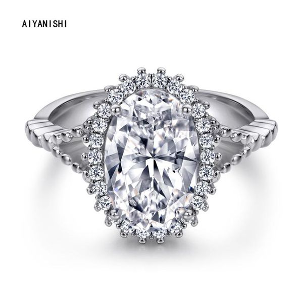 

cluster rings aiyanishi 925 sterling silver ring for women bridal engagement wedding big ova anniversary promise jewelry, Golden;silver