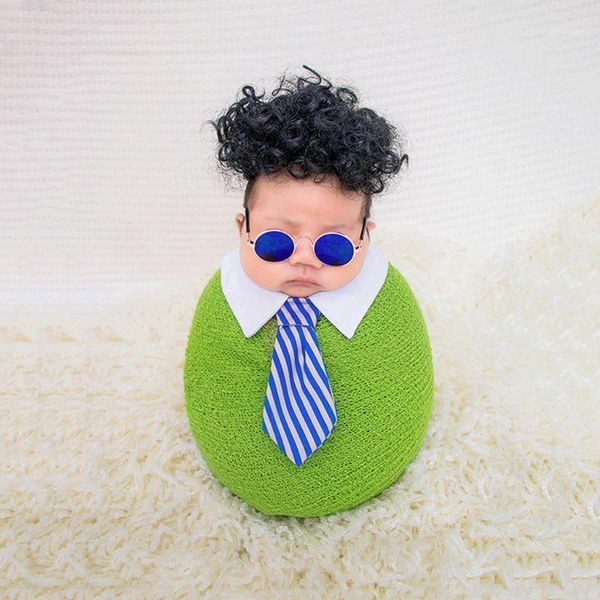 

caps & hats baby wig funny curly hair wavy tie collar cute pography props cosplay born costume decoration1, Yellow
