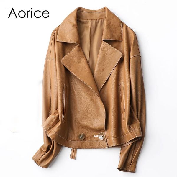 

women's leather & faux aorice women real jacket coat female genuine sheep skin jackets coats a20103, Black