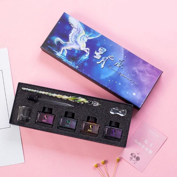 

fountain pens w3jd starry sky glass dip pen set calligraphy signature writing draw