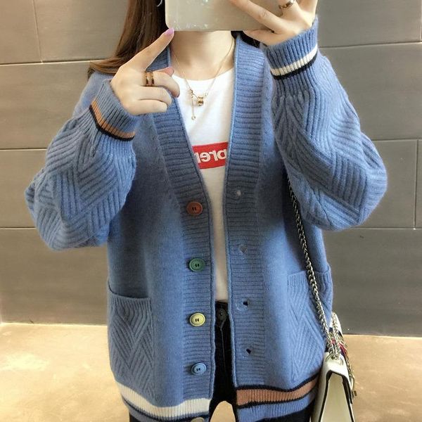 

women autumn winter white cardigan cartoon embroidery oversize sweater coat harajuku loose elegant v neck cardigans women's knits & tee