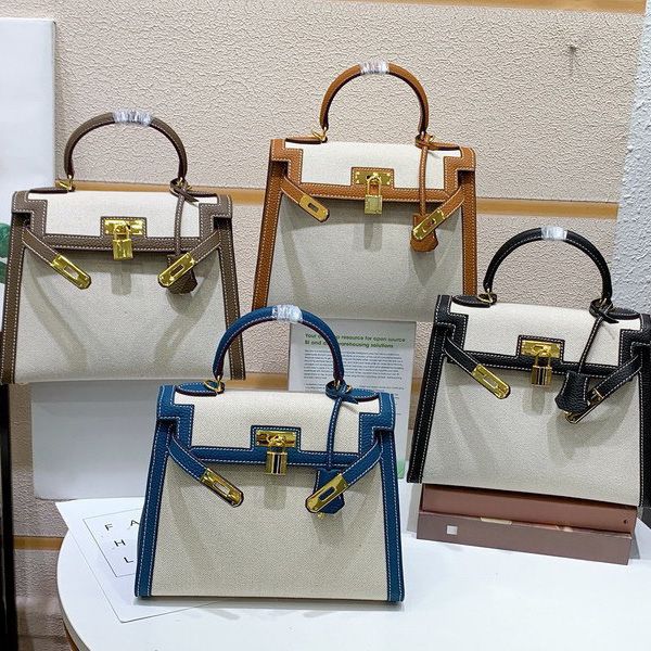 

tote bag luxury designer handbags with classic lock brands fashion women purse crossbody shoulder bags canvas shopping totes handbag