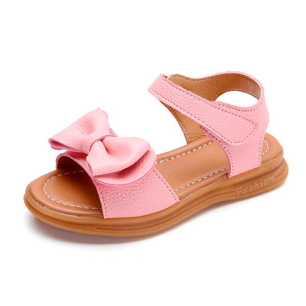 

elling designer new girls fashion summer sandals adorable bow princess flat shoes leather soft open toe for toddler/little girl/kid classic, Black