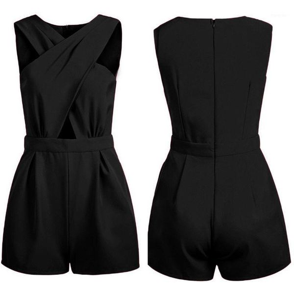 

womens celeb backless playsuit jumpsuit romper shorts summer beach, Black;white
