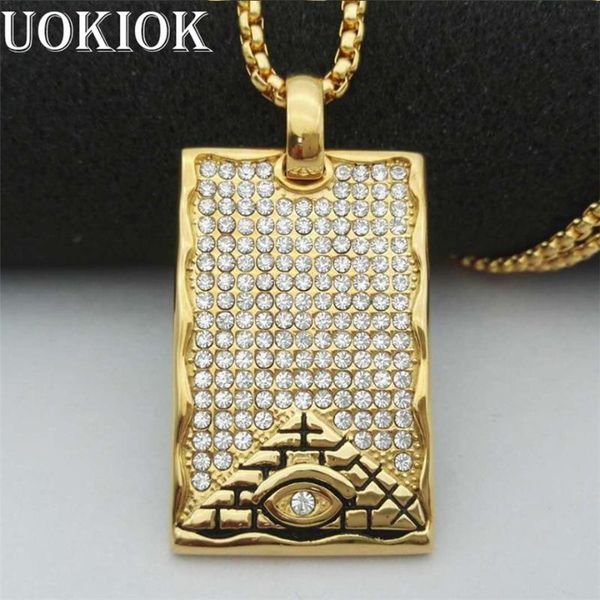 

pendant necklaces hip hop jewelry egyptian necklace arrival eye of horus rhinestone stainless steel iced out chain mens gift, Silver