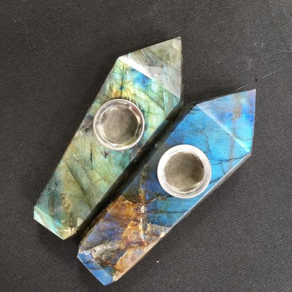 

decorative objects & figurines drop natural labradorite stones crystals smoking pipe quartz crystal wand tube healing christmas gift