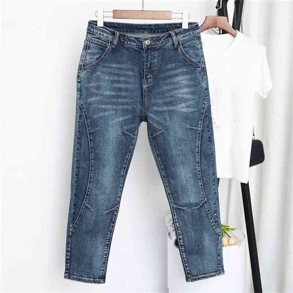 

spring autumn high waist boyfriend jeans for women trousers denim harem pants woman plus size pantalones mujer vaqueros 210629, Blue