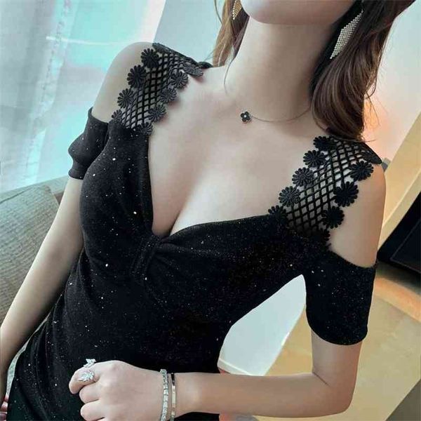 

net red nightclub tight bag hip temperament female hollow strapless slimming low-cut dress lace office lady 210416, Black;gray