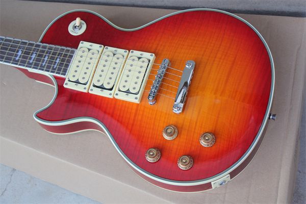 

factory custom left hand electric guitar rosewood fingerboard 3 pickups white guitar binding, custom offer