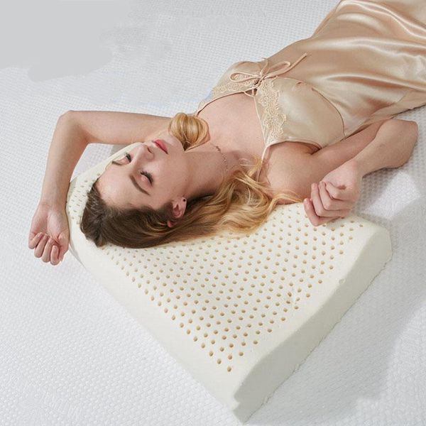 

pillow thailand natural latex massage for neck sleeping cotton fiber case home