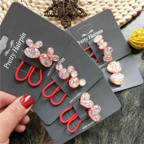 

2 cute new bun bunny love princess headwear from cartoons elastic hair bands children strings baby accessories, Pink