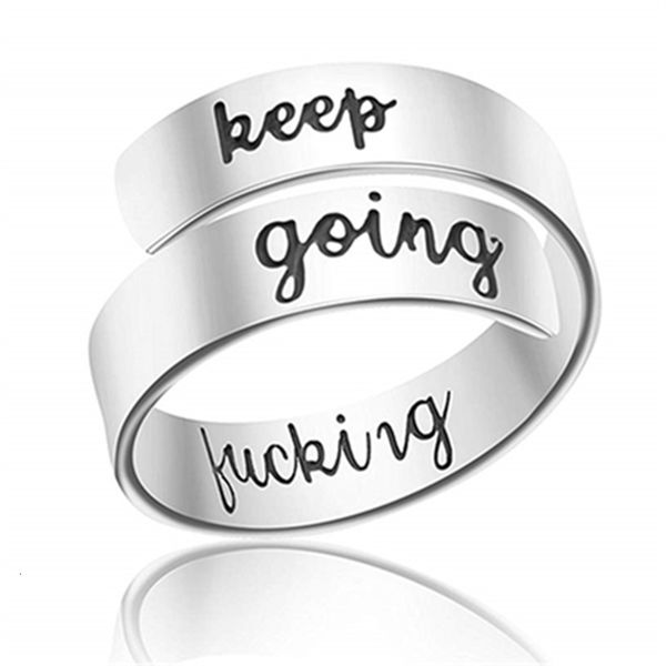 

Yunna Selling Keep Filling Going Open Stainless Steel Couple Ring, Silver