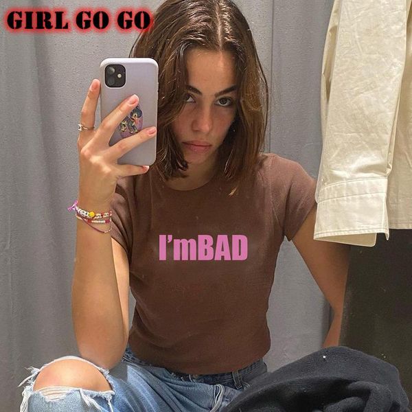 

summer short sleeve tshirts women letters print crop bodycon streetwear t shirt casual graphic tess fashion y2k cute clothes women's t-, White