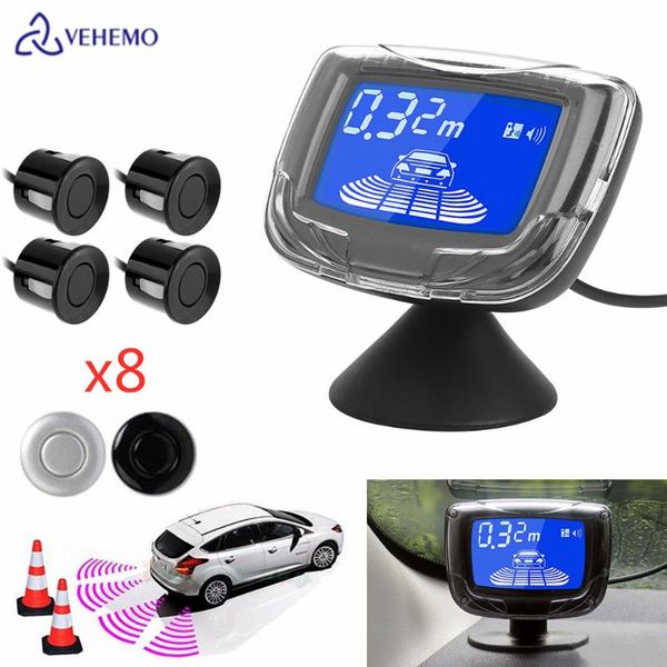 

car rear view cameras& parking sensors 8 probes buzzer universal reversing radar front 4 lcdliquid crystal screen distance display matrix wa